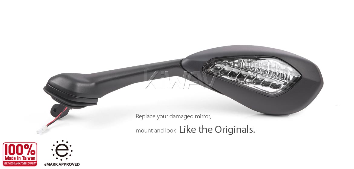 KiWAV OEM replacement mirror glass left hand compatible for Ducati Super Sport