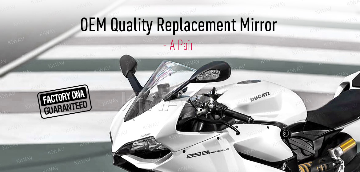 KiWAV OEM quality replacement mirror FD-939 for Ducati Panigale 1199 black with LED turn signal