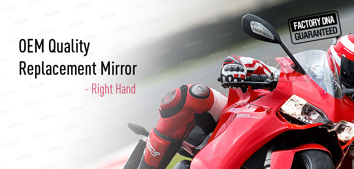 KiWAV OEM quality replacement mirror FD-939 for Ducati Panigale 1199 black with LED turn signal