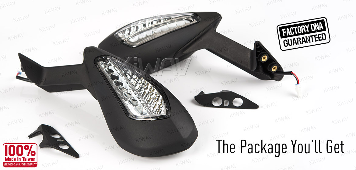 KiWAV OEM quality replacement mirror FD-981 for Ducati Panigale 1299 black with LED turn signal