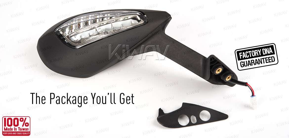 KiWAV OEM quality replacement mirror FD-981 for Ducati Panigale 1299 black with LED turn signal