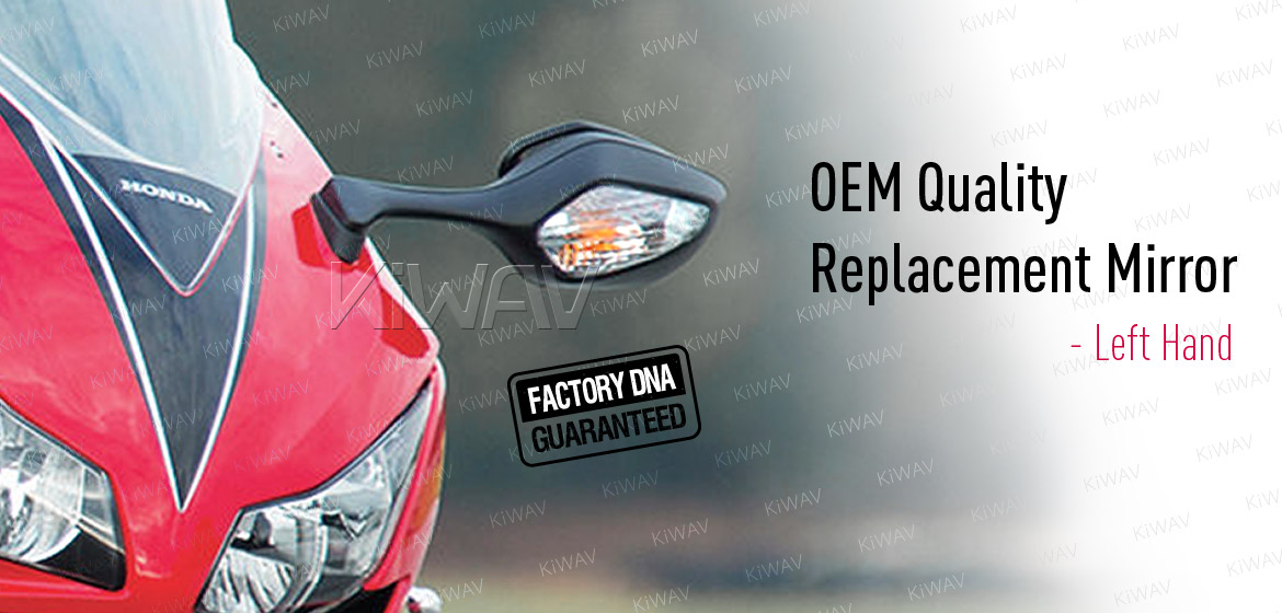 KiWAV OEM quality replacement mirror FH-300 for Honda CBR1000RR black with turn signal