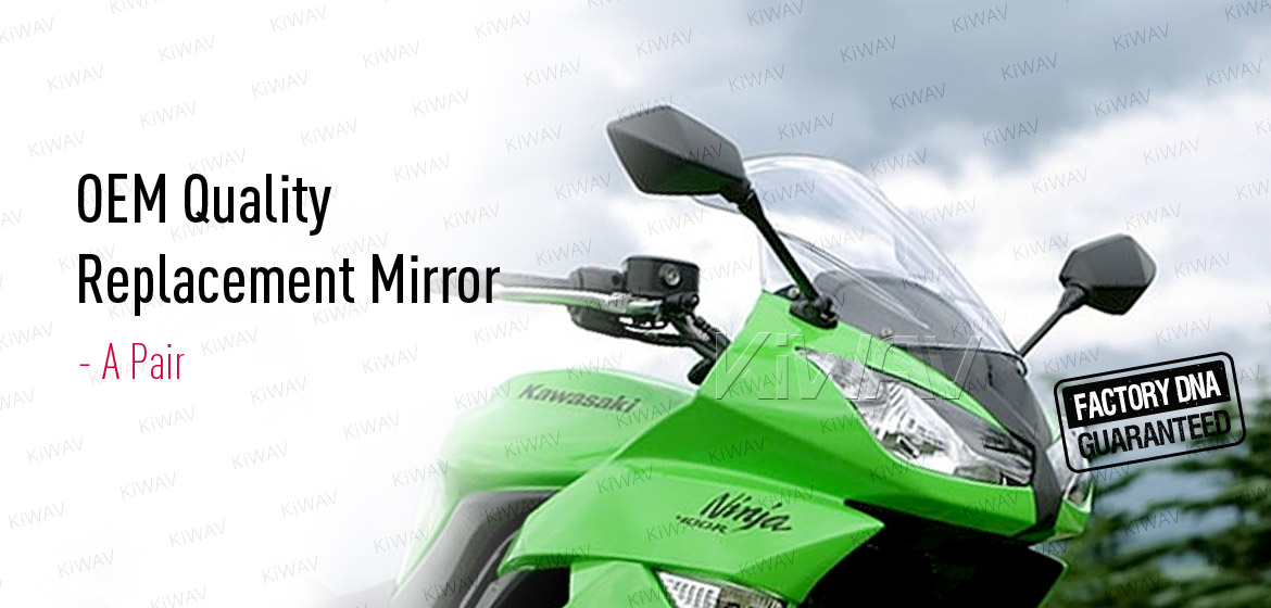 KiWAV OEM quality replacement mirror FK-873 for Kawasaki Ninja 400R 650R black