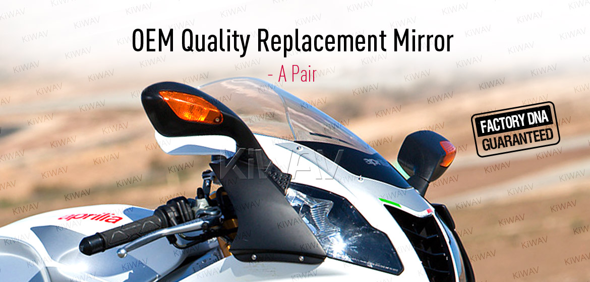 KiWAV OEM quality replacement mirror FP-319 for Aprilia RSV black with turn signal