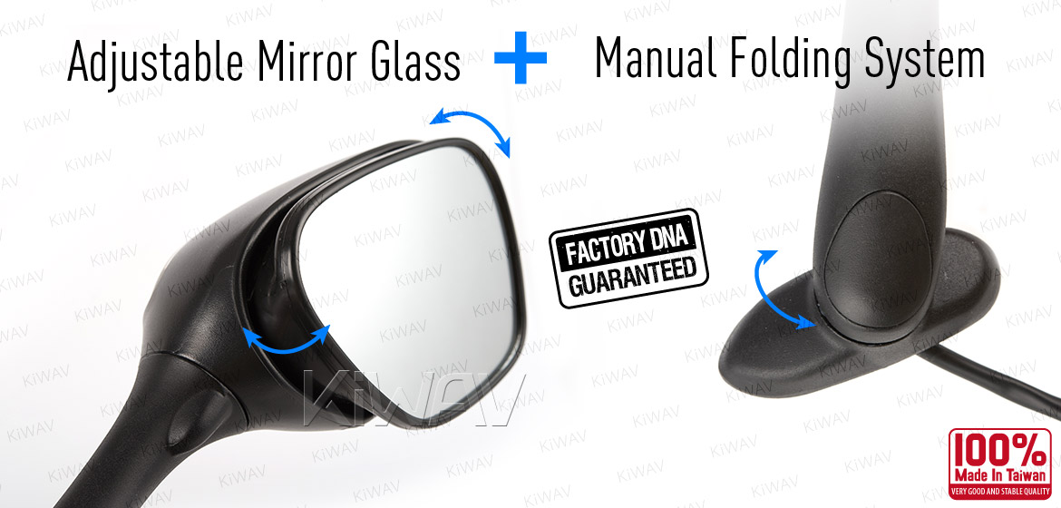 KiWAV OEM quality replacement mirror FS-146 for Suzuki GSXR black with turn signal