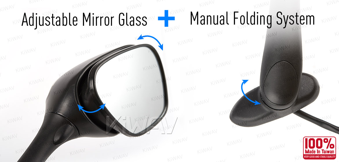 KiWAV OEM quality replacement mirror FS-147 for Suzuki GSXR black with turn signal