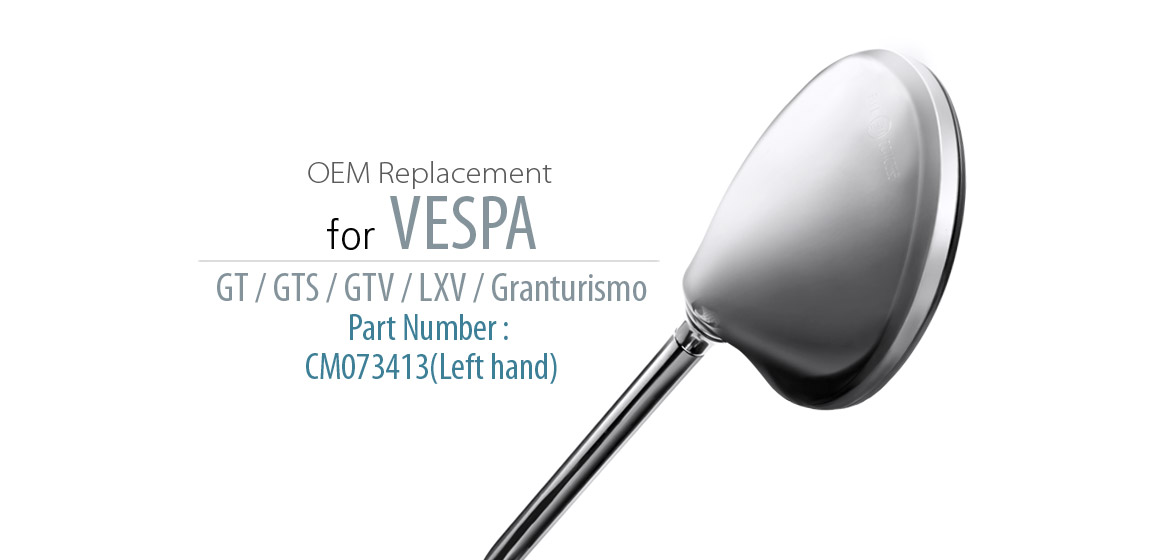 OEM replacement mirrors FV-026-2 for Vespa vintage GT Granturismo GTS GTV LXV left hand
