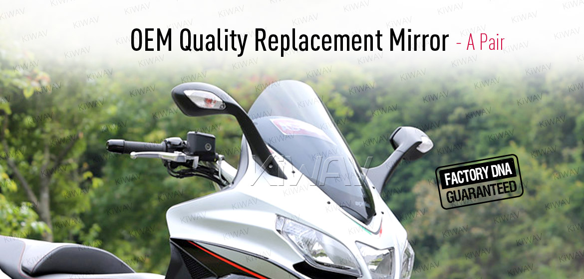 KiWAV OEM quality replacement mirrors FV-934 for Aprilia SRV 850 black with turn signal