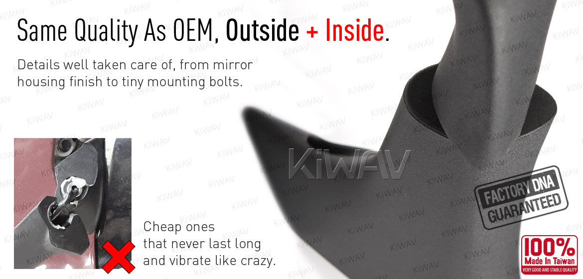 KiWAV OEM quality replacement mirrors FV-934 for Aprilia SRV 850 black with turn signal