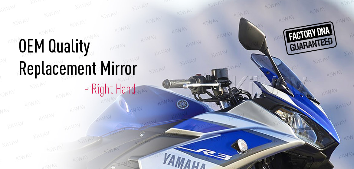 KiWAV OEM quality replacement mirror FY-979 for Yamaha YZF R3 black