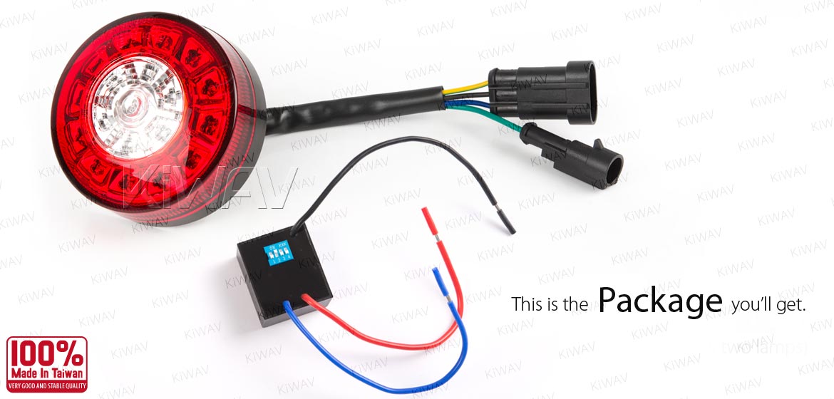KiWAV LED round tail light with Oi flash controller