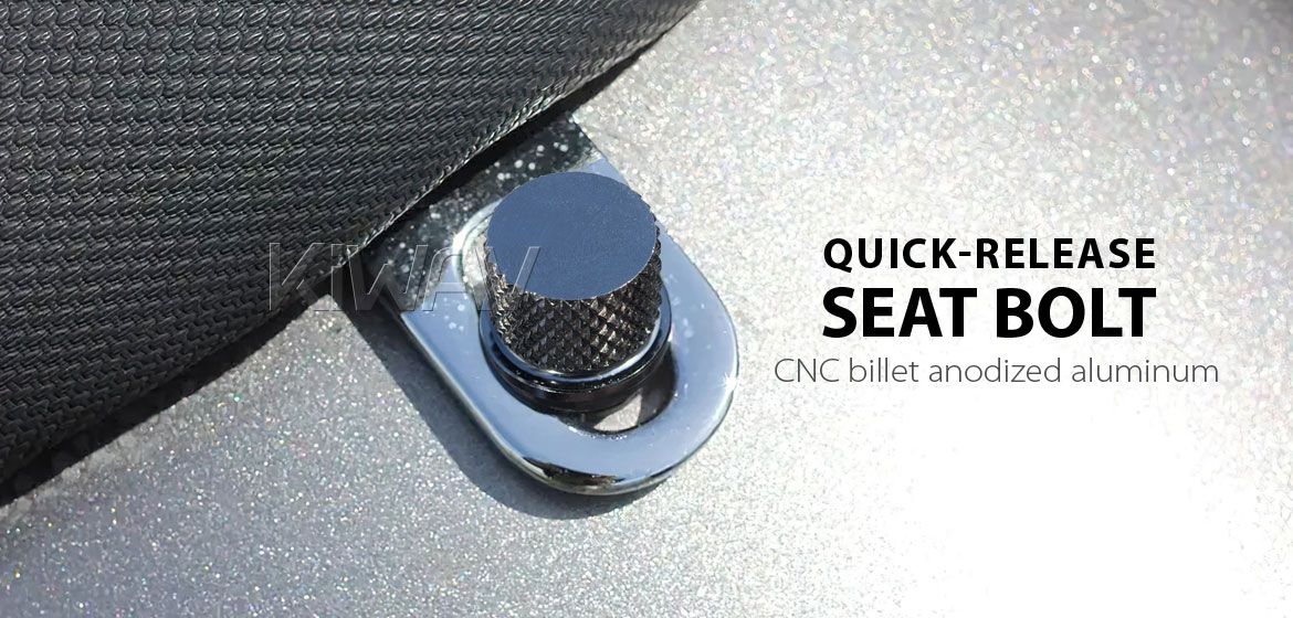 KiWAV SAE 1/4-20 seat bolt knurled knob CNC aluminum compatible with Harley Davidson
