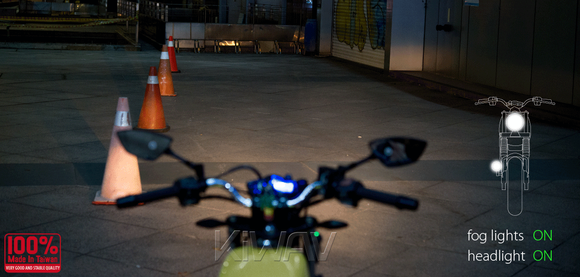 KiWAV motorcycle 12V 55W fisheye round fog light with wiring kits