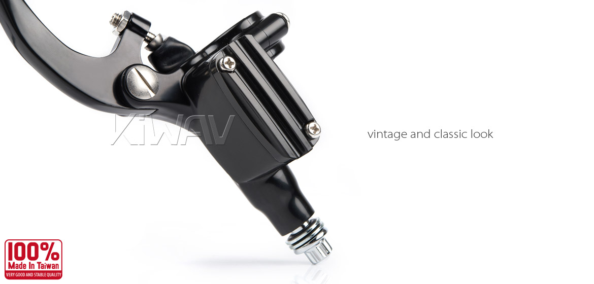 KiWAV Vintage black hand control with throttle clamp and black switches and black switches for 1 inch handlebar