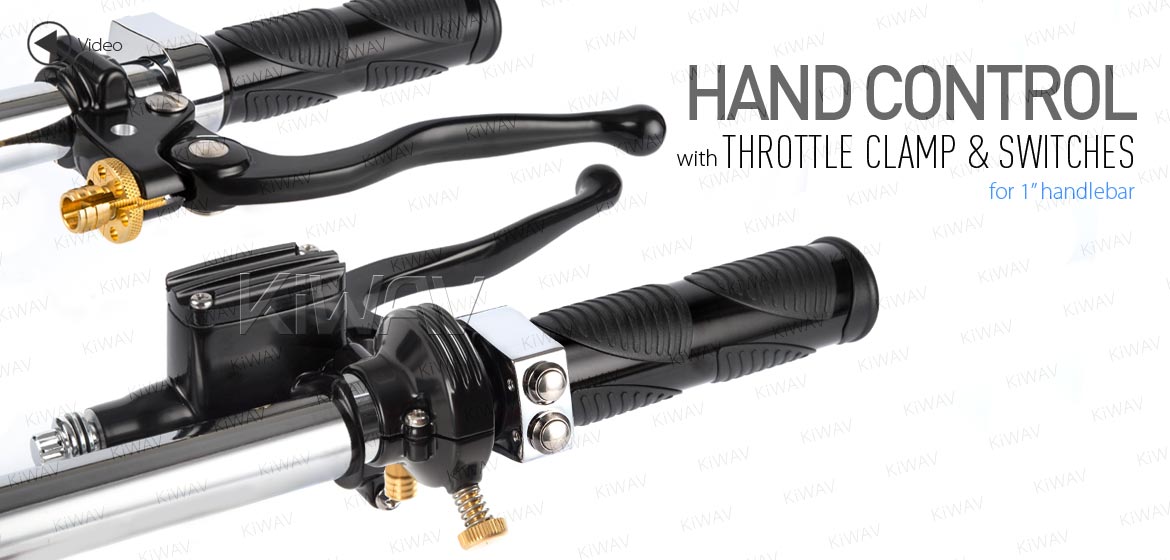 KiWAV Vintage black hand control with throttle clamp and black switches and black switches for 1 inch handlebar