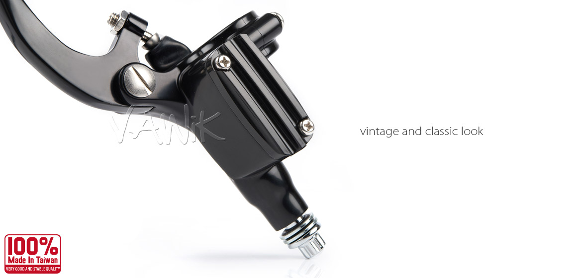VAWiK Vintage black hand control with throttle clamp and black switches and black switches for 1 inch handlebar