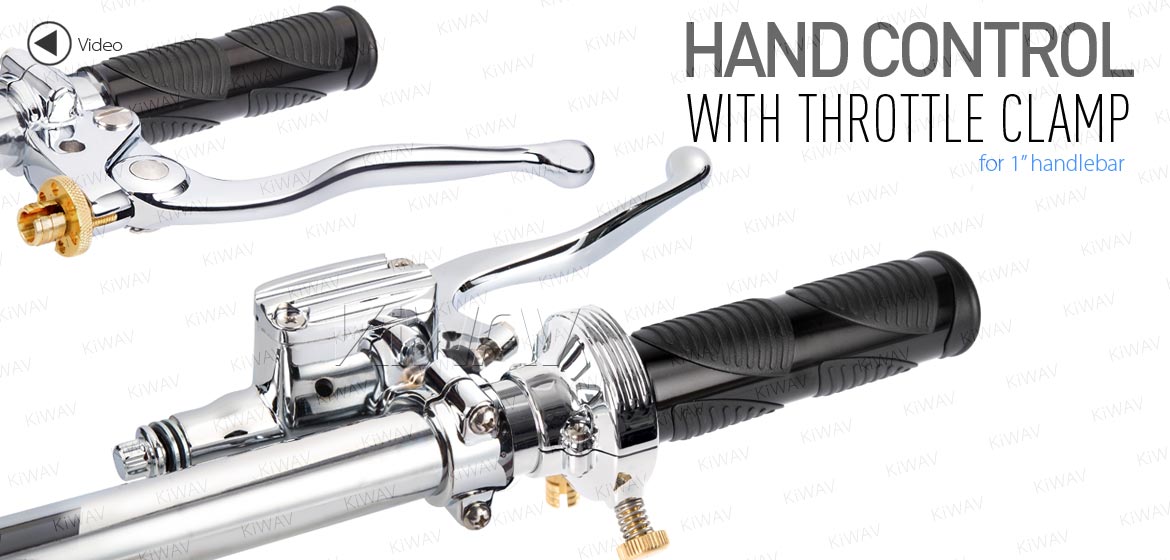 KiWAV Vintage chrome hand control with throttle clamp for 1 inch handlebar