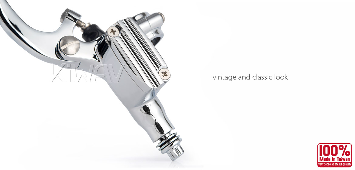 KiWAV Vintage chrome hand control with throttle clamp and chrome switches and chrome switches for 1 inch handlebar