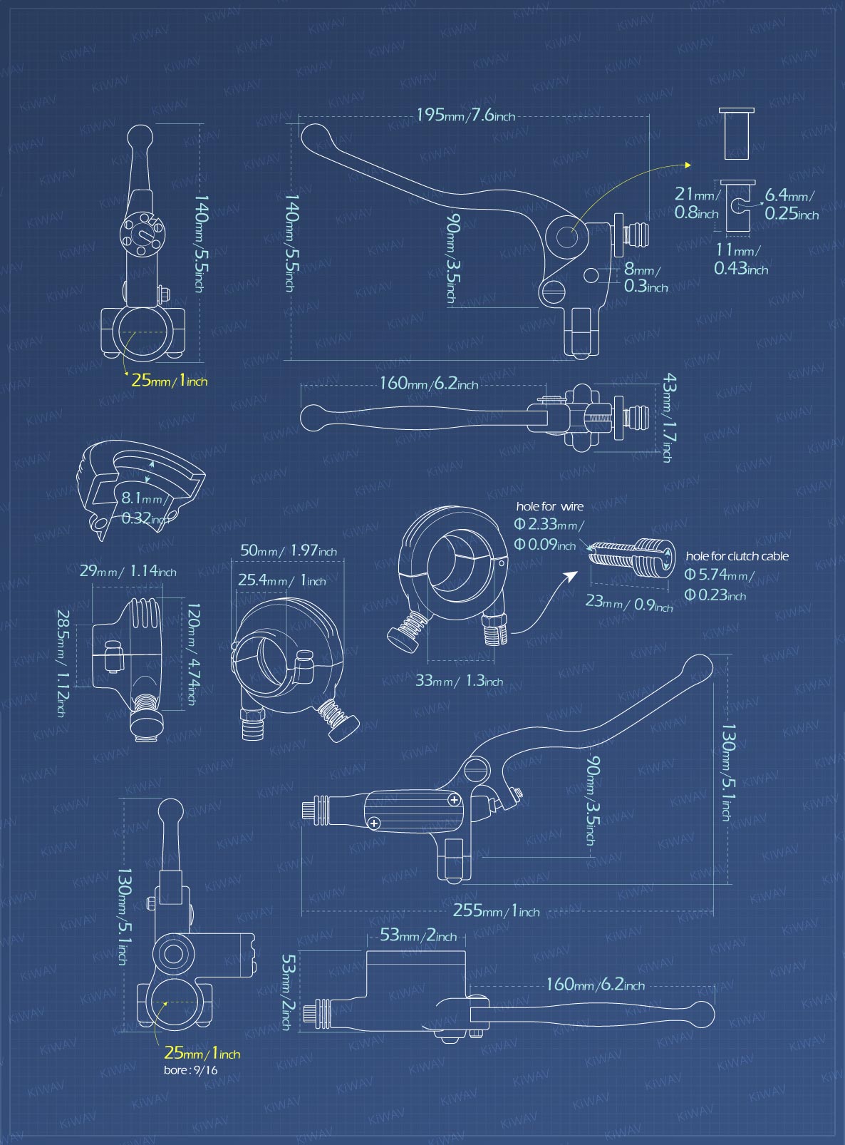 KiWAV Measurement graph of Vintage hand control with throttle clamp for 1 inch handlebar