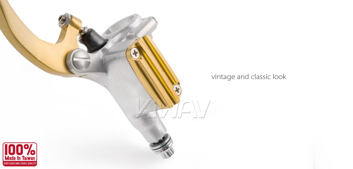 KiWAV Vintage silver-gold hand control with throttle clamp for 1 inch handlebar