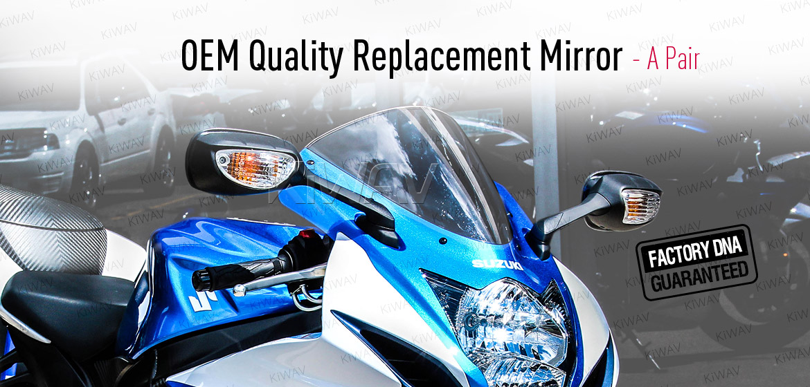 KiWAV OEM quality replacement mirror FS-876 for Suzuki GSXR black with turn signal