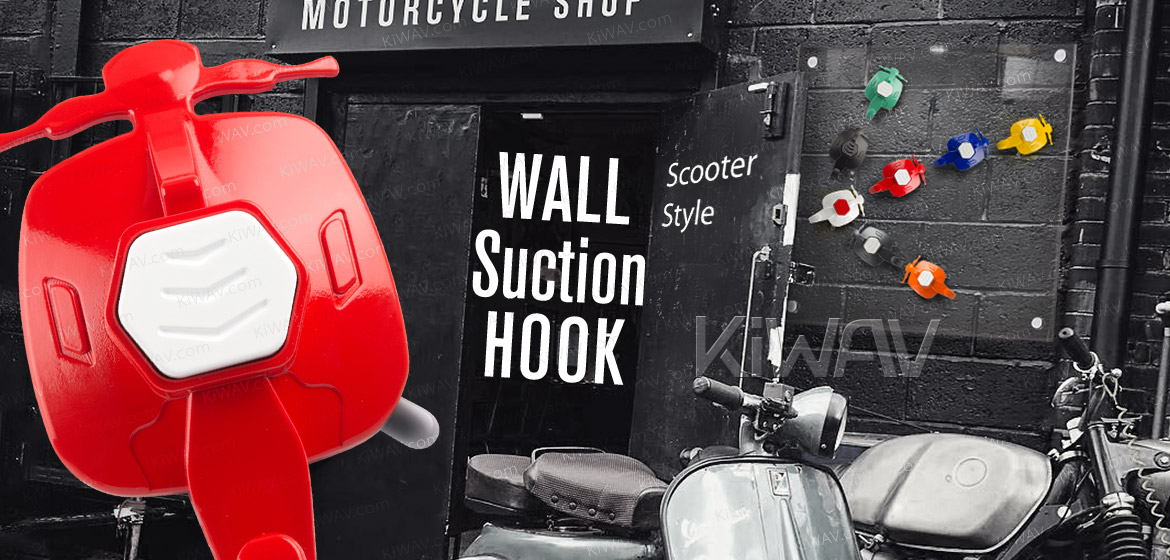 KiWAV Scooter Vespa style suction cup hook red