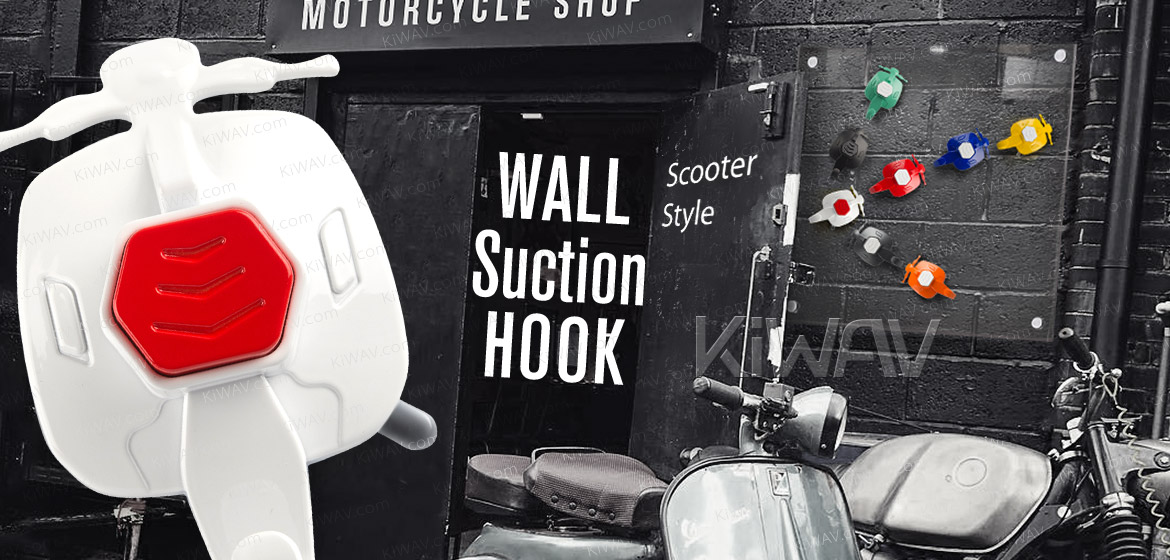 KiWAV Scooter Vespa style suction cup hook white