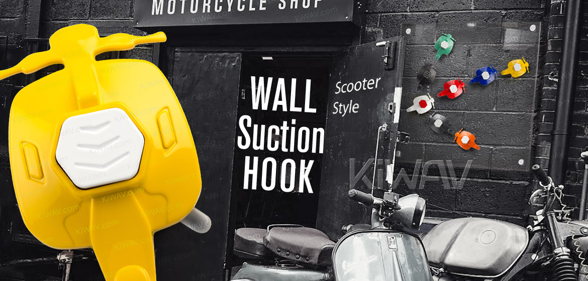 KiWAV Scooter Vespa style suction cup hook yellow