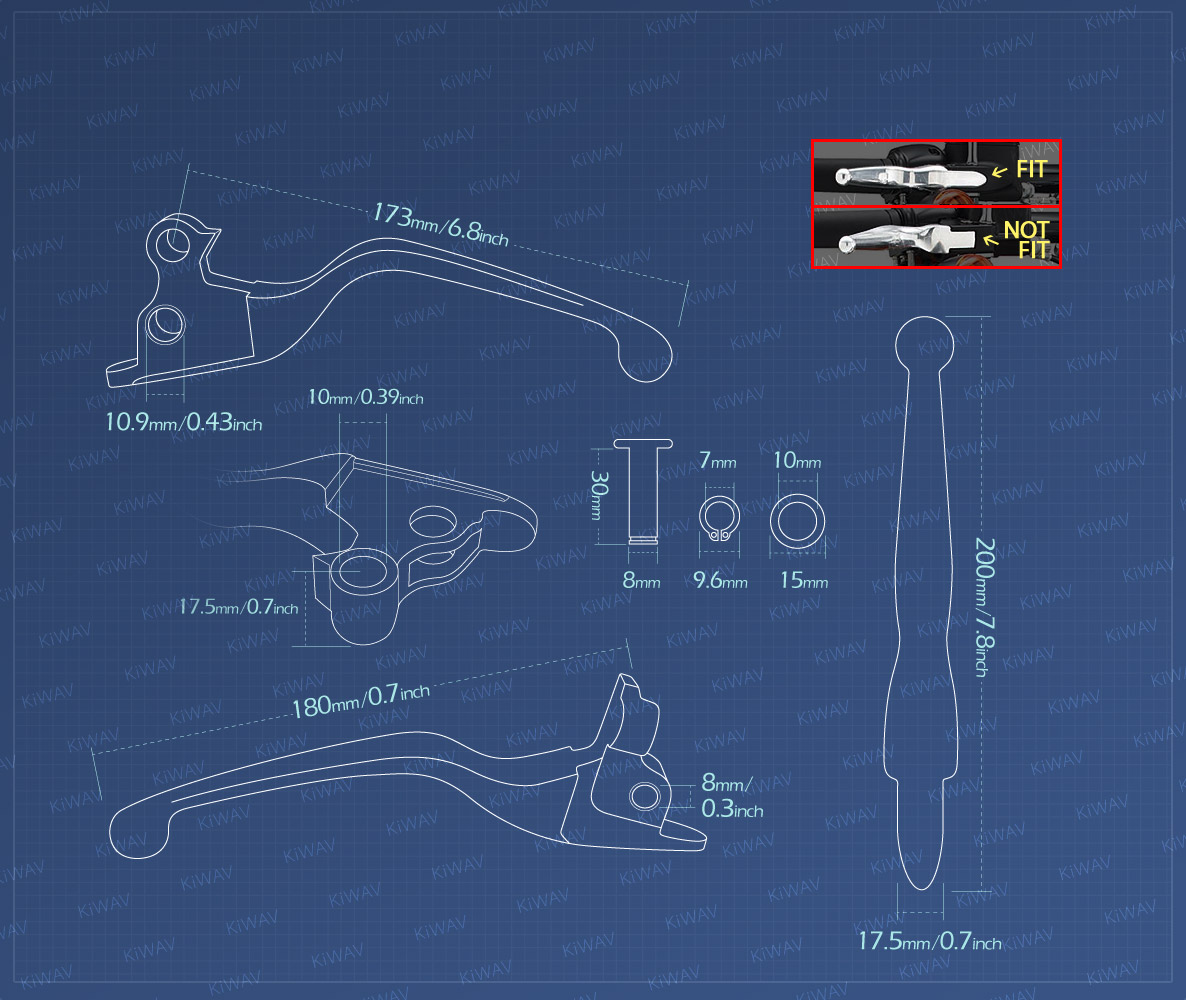 Measurement graph of KiWAV hydraulic brake and cable clutch hand control levers clean look