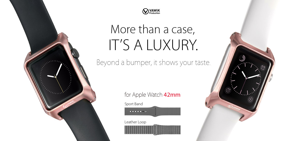 VAWiK CNC aluminum 42mm Apple Watch master bumper case rose gold