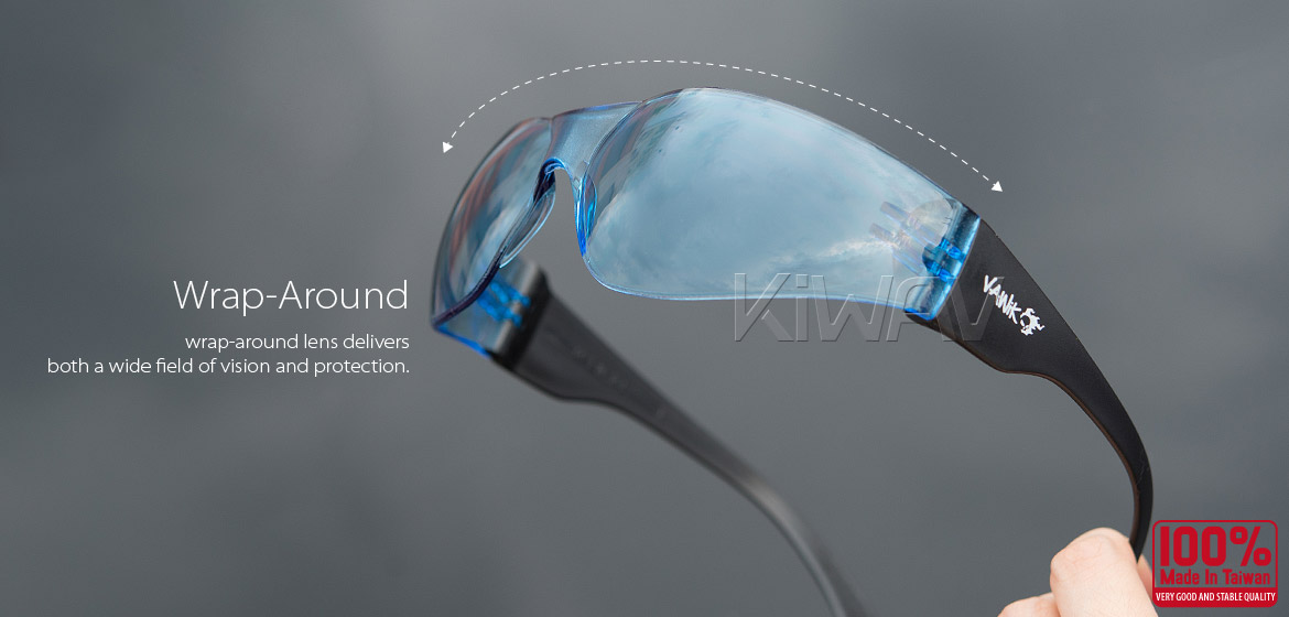 KiWAV Contemporary safety glasses VA780 black frame blue lens