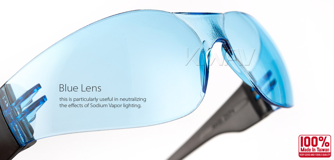 KiWAV Contemporary safety glasses VA780 black frame blue lens