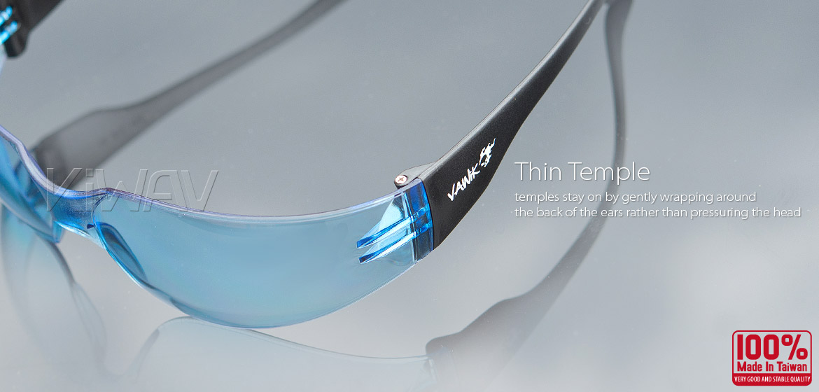 KiWAV Contemporary safety glasses VA780 black frame blue lens