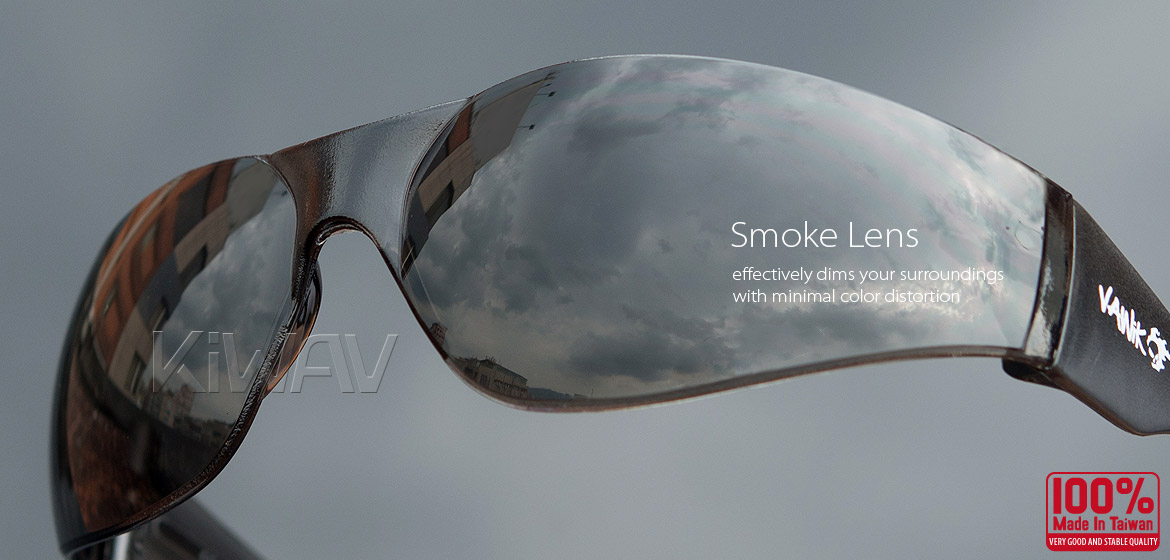 KiWAV Contemporary safety glasses VA780 black frame smoke lens