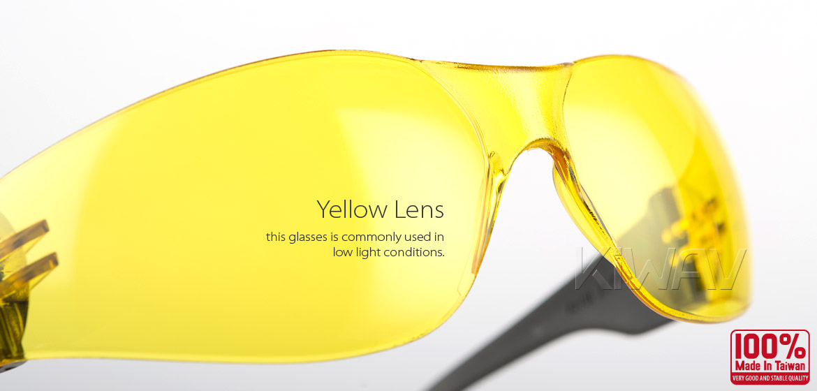 KiWAV Contemporary safety glasses VA780 black frame yellow lens