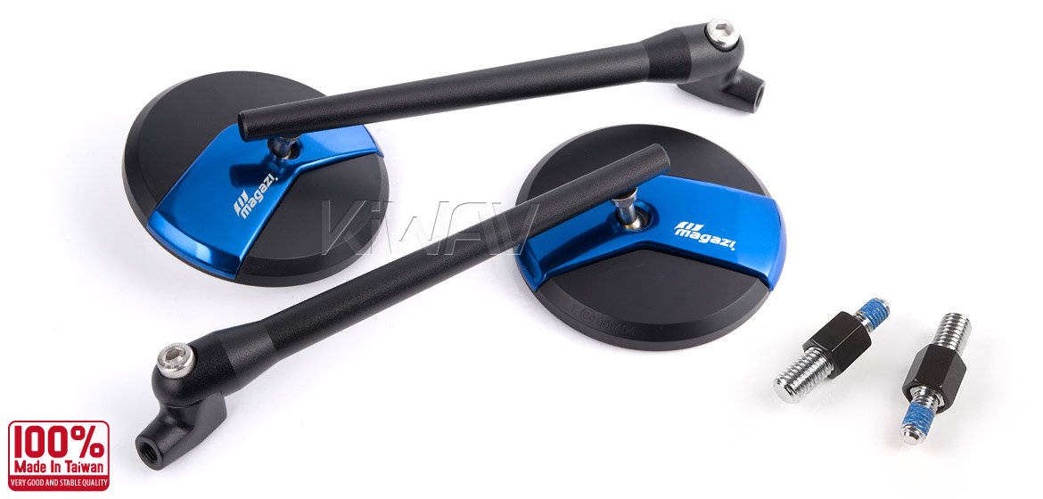 Magazi Missie blue matte stem mirrors a pair for BMW motorcycle, golf cart
