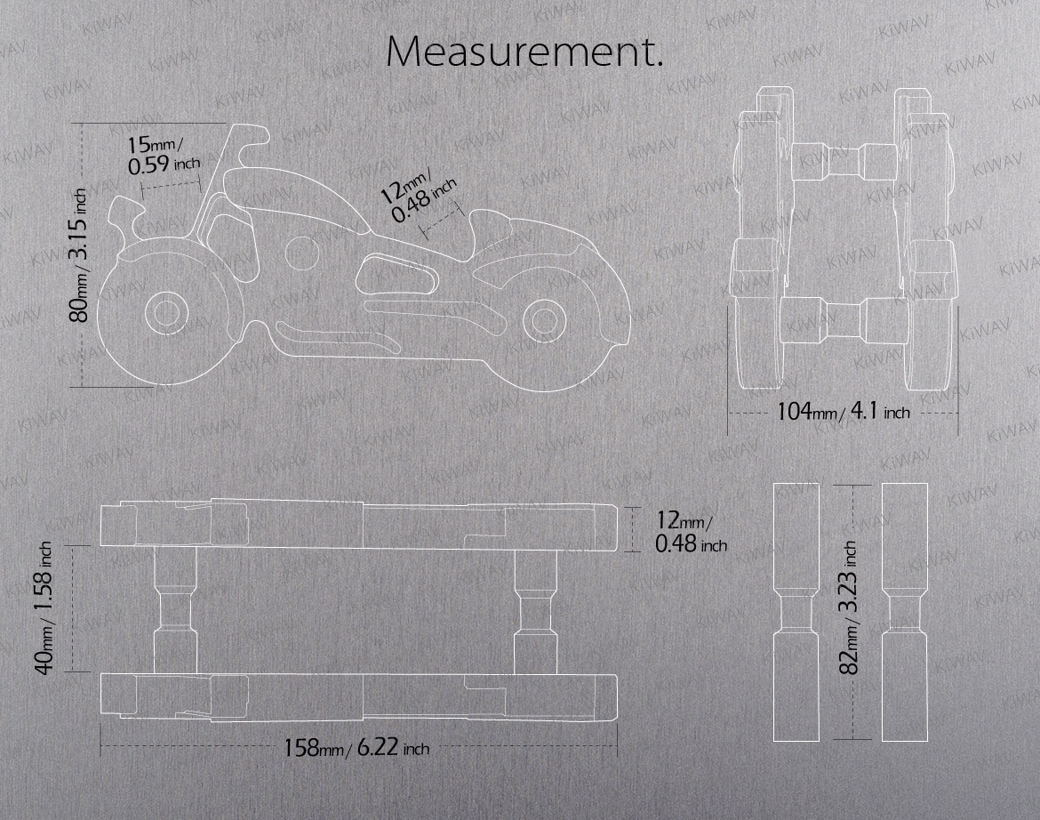 two angle display stand Cruiser measurement detail