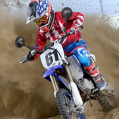 Leap motorcycle mirrors on a Yz65