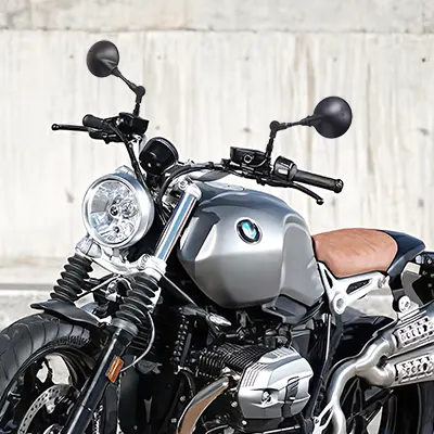 Leap motorcycle mirrors on a BMW R nine T scrambler