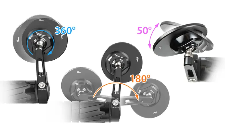 Orbii bar-end mirror highly adjustable stem joint and ball joint